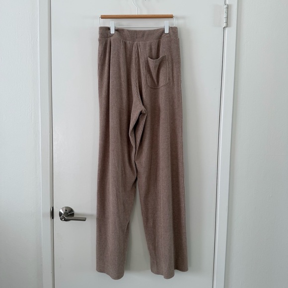 Alo Yoga Muse Ribbed Set Size S Crew Pullover + Wide Leg Pant Gravel Heather - Picture 10 of 11